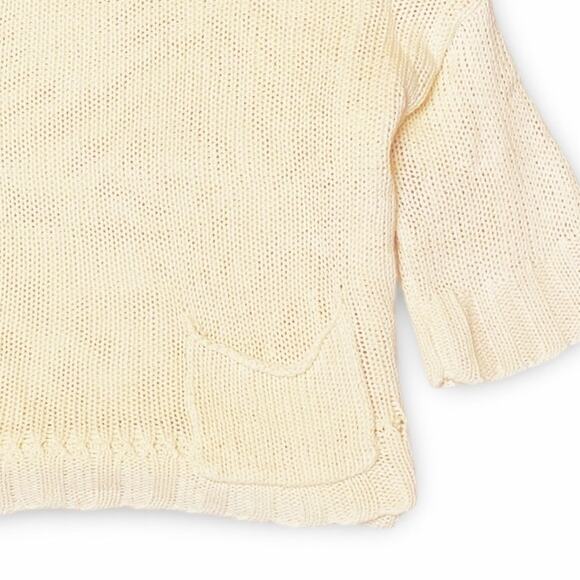 Relativity Cream Short Sleeve Sweater Petite S Y2K Vintage Fall Layering Top - Picture 3 of 10